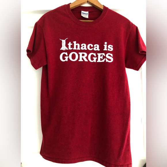 Ithaca is GORGES iconic T-shirt - like new - size S - Gildan 90% cotton 10% poly - Picture 2 of 10